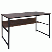 Mendler Bureau HWC-K80, table de bureau table d'ordinateur table de travail tablette, métal MDF 120x60cm ~ gris-brun - marron métal 98651