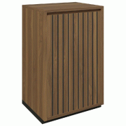 Meuble Vertigo T03 1 porte MDF noir et olivier - 60x47x93cm