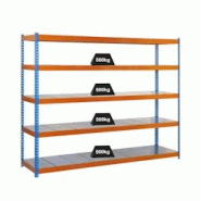 PROREGAL Étagère pour charges lourdes METAL BEAST FIVE | HxLxP 200x210x90cm | Charge du compartiment 500kg | Bleu-orange - gris métal PR_RS18-29 PROREGAL Étagère pour charges lourdes METAL BEAST FIVE | HxLxP 200x210x90cm | Charge du compartiment 500kg | Bleu-orange - gris métal PR_RS18-29