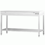 Table inox de découpe avec plan blanc - Profondeur 600 mm | Ggm - 1600_0