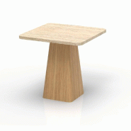 Table Travertina pied en chêne et travertin 50x50x50 cm