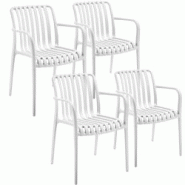 Tectake Chaises de jardin ALCUDIA empilables et résistantes aux intempéries - Lot de 4 - blanc polypropylène - 406045 Tectake Chaises de jardin ALCUDIA empilables et résistantes aux intempéries - Lot de 4 - blanc polypropylène - 406045