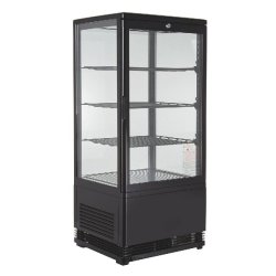 GastroHero Vitrine réfrigérée ECO 78 litres, éclairage LED, 3 grilles, noire - noir acier KV-78S