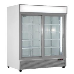 KLIMAITALIA Vitrine ventilée pour boissons portes coulissantes. Base de porte inox. Temp. 0°C/+10°C. Modèle CL1100V2GCSLWHITE