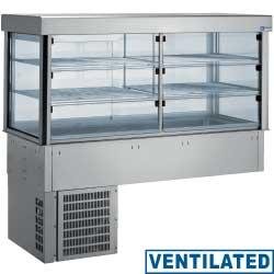 Vitrine réfrigérée et top réfrigéré 4 GN 1/1 - inox AISI 304 - vitrine à 2 niveaux avec portes coulissantes