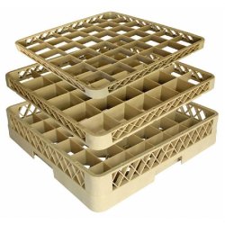 Casier de lavage verres 36 compartiments 50x50x10cm polypropylène beige