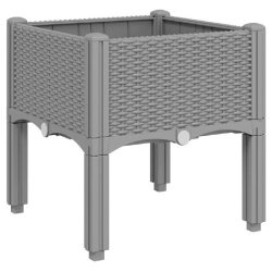 Helloshop26 - Jardinière bac lit surélevé plantes fleurs terrasse jardin avec pieds clair 40 x 40 x 42 cm PP gris 02_0038176 - gris 3000214115597