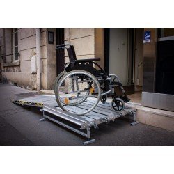 Plateforme aluminium pliante - Rampe d'accès pour trottoirs étroits - Hauteur réglable et charge 300 kg
