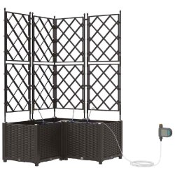 Helloshop26 - Lot de 3 cache-pots modernes design épuré jardin extérieur 80 x 80 x 142 cm en acier marron 02_0058529 - marron acier 3000240639616