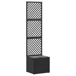 Helloshop26 - Cache-pot de jardin rectangulaire moderne style épuré extérieur 35 x 30 x 135 cm en métal noir 02_0047450 - noir métal 3000234782496