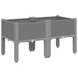 Helloshop26 - Jardinière bac lit surélevé plantes fleurs terrasse jardin avec pieds clair 80 x 40 x 42 cm PP gris 02_0038177 - gris 3000214115627