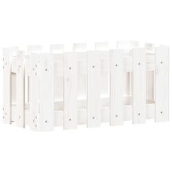 Helloshop26 - Jardinière bac lit surélevé plantes fleurs terrasse jardin avec design de clôture 60 x 30 x 30 cm pin massif blanc 02_0038104 - blan