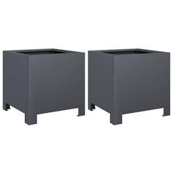 Helloshop26 - Jardinière bac lit surélevé plantes fleurs jardin terrasses lot de 2 30 x 30 x 30 cm acier anthracite 02_0038911 - acier 3000217960798