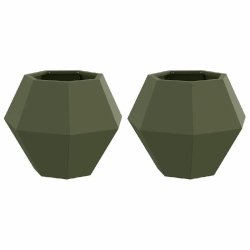 Helloshop26 - Lot de 2 jardinières rectangulaires élégantes extérieur 50 x 50 x 40 cm en acier vert olive - vert acier 3000237771657