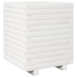 Helloshop26 - Jardinière bac lit surélevé plantes fleurs terrasse jardin 40 x 40 x 49,5 cm bois de pin massif blanc 02_0037567 - blanc Bois massif