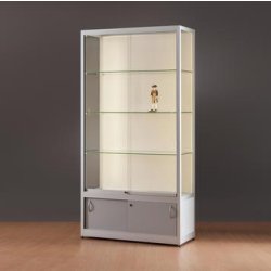 Vitrine d'exposition "1000-U" avec rangements - verre ESG 6 mm - aluminium - éclairage LED intégré