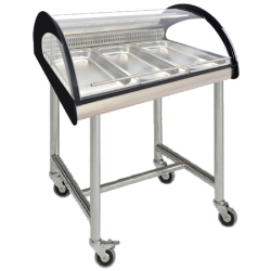 EURAST - Vitrine d’exposition réfrigérée pour poisson. 3 gn avec roulettes - 1020x890x1235 mm - 185 W 230/1V - 24F65536 - gris inox 24F65536