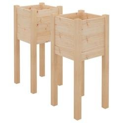 Helloshop26 - Jardinière bac lit surélevé plantes fleurs jardin terrasses d'extérieur lot de 2 31 x 31 x 70 cm bois de pin massif 02_0038894 - Boi