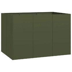 Helloshop26 - Jardinière moderne design extérieure 120 x 80 x 80 cm avec fond ouvert et stabilité accrue en acier vert olive 02_0051572 02_0051572