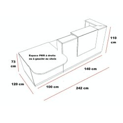 Comptoir Delta Plus, accès PMR - Mobel Linea - 242, Blanc, Droite, Non, Chêne veiné