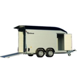 Remorque fourgon 6 polyester alu & multiplis - Mil Remorque - 1400 à 2600 kg - Double essieux freinés et suspension Pullman 2