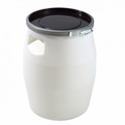 Fût agro-alimentaire avec genouillère métal et couvercle - FTCVGNHDBC-GL01