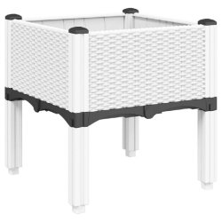 Helloshop26 - Jardinière bac lit surélevé plantes fleurs terrasse jardin avec pieds 40 x 40 x 42 cm PP blanc 02_0038163 - blanc 3000214110325