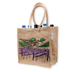 Sac réutilisable en fibre de jute naturel 280g/m2 - 6 compartiments - LE VIN