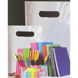 1000 Sacs PE blanc, à poignées découpées, 300x350+50 mm - SPDRBC-EV01/PP1