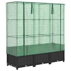 Helloshop26 - Jardinière bac lit surélevé plantes fleurs terrasse jardin surélevée avec housse aspect rotin 120 x 40 x 138 cm noir 02_0038740 - n