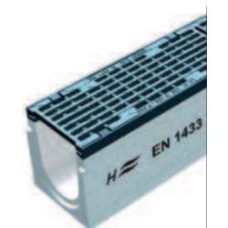 Caniveau System Maxi 150 D 400 - F 900 avec grille et longeron en fonte - 1000 mm de long, 210 mm de hauteur