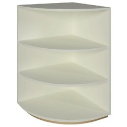Comptoir angle arrondi 90 degrés - P60xH93,8cm - mélaminé blanc mat  2 tablettes