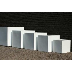 Contenant cubique laqué - Jardinière en fibre de verre et résine - Blanc brillant - Dimensions personnalisables