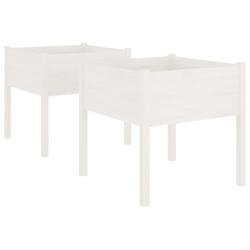 Helloshop26 - Jardinière bac lit surélevé plantes fleurs jardin terrasses lot de 2 70 x 70 x 70 cm bois de pin massif blanc 02_0039003 02_0039003 -