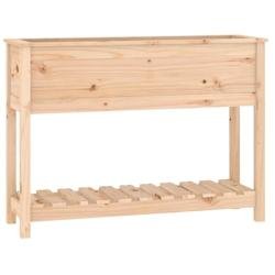Helloshop26 - Jardinière bac lit surélevé plantes fleurs terrasse jardin avec étagère 111,5 x 34,5 x 81 cm bois massif de pin marron 02_0038381 -