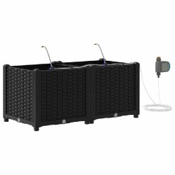 Helloshop26 - Lot de 2 cache-pots de jardin moderne 80 x 40 x 37,5 cm pratique et durable en acier noir 02_0058543 - noir acier 3000240649868