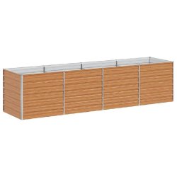 Helloshop26 - Jardinière surélevée design industriel chic extérieur 320 x 80 x 77 cm avec drainage facile en acier galvanisé marron 02_0059025 -