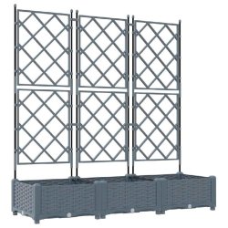 Helloshop26 - Lot de 3 cache-pots de jardin moderne 120 x 40 x 125,5 cm design chic extérieur en acier gris clair 02_0058583 - gris acier 30002406712