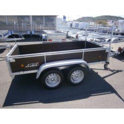 Remorque utilitaire 251x133x40 cm - 2 essieux - bois antidérapant - 500 kg PTAC
