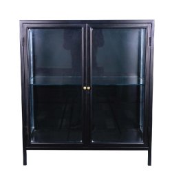 Vitrine basse en métal Black Reflexion 1 tablette verre 80x40x90 cm