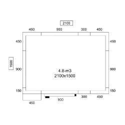 Chambre froide 4,8 m³ - Dimensions 2,1 x 1,5 m - Isolation de 80 mm - Acier inoxydable AISI 304