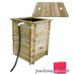 Récupérateur d'eau pluviale carré en bois