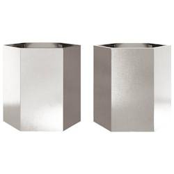 Helloshop26 - Jardinière bac lit surélevé plantes fleurs jardin terrasses lot de 2 hexagone 46 x 40 x 45 cm acier inoxydable Argent 02_0039077 02_0