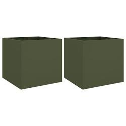 Helloshop26 - Jardinière bac lit surélevé plantes fleurs jardin terrasses lot de 2 olive 49 x 47 x 46 cm acier vert 02_0039086 - vert acier 3000218