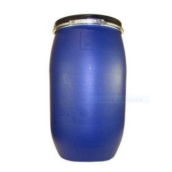Fût plastique 120L - ouverture totale avec couvercle et cerclage métallique - fabrication française Belli