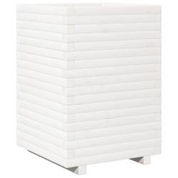 Helloshop26 - Jardinière bac lit surélevé plantes fleurs terrasse jardin 50 x 50 x 72 cm bois de pin massif blanc 02_0037677 - blanc Bois massif 30