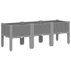 Helloshop26 - Jardinière bac lit surélevé plantes fleurs terrasse jardin avec pieds clair 120 x 40 x 42 cm PP gris 02_0038172 - gris 3000214114859