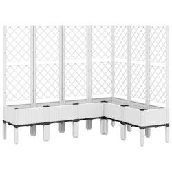 Helloshop26 - Jardinière bac lit surélevé plantes fleurs terrasse jardin avec treillis 160 x 120 x 142 cm PP blanc 02_0038250 - blanc 3000214148540