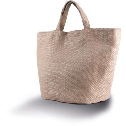 Sac cabas en toile de jute teint 100% naturel avec poche intérieure zippée - Réf: KI0227 - Marque Kimood