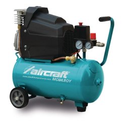 Compresseur mobile à huile cuve 24 L 1,8 kW / 2,45 Ch 265 L/min 10 bars 230V Aircraft MOBILBOY 261/24T E